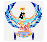 FINGERINSPIRE Winged Isis Egypt Painting Stencil 11.8x11.8 inch Hollow Out Egyptian Goddess Painting Craft Stencil Reusable Plastic Egyptian Symbol Stencil Template for Wall, Door, Cabinets, Canvas