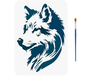 FINGERINSPIRE Wolf Stencils with a Paint Brush 29.7x21cm Realistic Wolf Stencils Wolf Head Pattern Stencil Reusable Wolf Portrait Painting Stencil Animal Themes Wolf Template for DIY Crafts