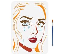 FINGERINSPIRE Woman In Tears Painting Stencil 21x29.7cm Woman Portrait Stencil with 1Pc Plastic Paint Brush