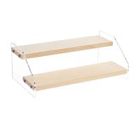 FINGERINSPIRE Wood Display Stand 2-Step Wood Shelf Display Shelves 201x53mm 2-Tier Wood Display Riser for vendors, Doll Figures, Cupcakes, Perfumes, Candies, Other Small Items