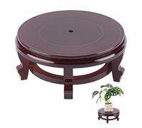 FINGERINSPIRE Wooden Display Stand Base 24.2x10cm Chinese Oriental Plant Stand Coconut Brown Traditional Vase Pot Stands Hand-Crafted Fishbowl Display Stands for Home Indoor Plants Outdoor Decoration