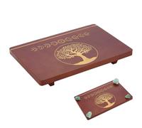 FINGERINSPIRE Wooden Tarot Card Display Stand 305x203x47mm Pine Wood Tarot Holder with Tree of Life Carving, Saddle Brown Meditation Table for Divination, Small Witch Altar & Spiritual Decoration