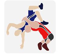 FINGERINSPIRE Wrestler Men's 30x30cm Plastic PET Sports Themed Drawing Stencil - Reusable Hollow Out Wrestling Craft Stencil for Photo Album, Canvas Bag, Wall, Tile, Gym Decoration