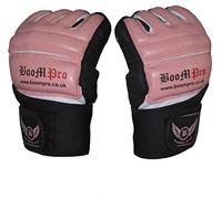 Fingerless Combat Gloves UniSex - MMA Training Gloves Weight Lifting - Leather Punch Bag Mitts Kick Boxing -Wrist Support Gel Padding on knuckles Sweat Proof Cycling (Pink, S)