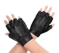 Fingerless Driving Gloves, Men Fingerless Gloves PU Faux Leather Glove Driving Leather Cycling Half Finger Motorcycle Unlined Outdoor Sport Cosplay Costume Half Finger Glove for Men Women(Black