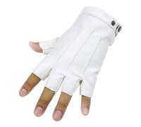Fingerless Driving Gloves PU Faux Leather Outdoor Sport Halloween Cosplay Costume Half Finger Glove For Men Women Teens Mittens for Women Cold Weather Heated (White, One Size)