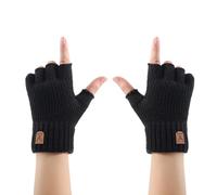 Fingerless Gloves for Men and Women Thickened Knitted Winter Warm Half Finger Gloves Thermal Driving Gloves for Cycling, Running, Working Soft Lined Cold Weather Gloves for Writing, Outdoor Activities