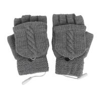 Fingerless Heated Gloves Mitten, USB Rechargeable Hand Warmer with Double - Sided Heating for Laptop Use, Foldable Fingertip Design for Arthritis Relief, Gray