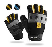 Fingerless Work Gloves for Men-Half Finger working Glove Grip Shock-Absorbing Breathable Uwrist TPR Anti-collision Gloves for Mens & Women (Yellow, Extra Large)