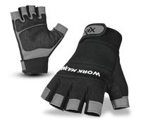 Fingerless Working Gloves for Men Performance Heavy Duty Half-Finger Work Gloves Mechanic Anti Slip Safety Gloves for Work Warehouse Training Dexterity Carpenters Rigger Gloves (vegan, medium)