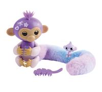 Fingerlings Snuggle Tails - Interactive Purple Monkey (Coco), with fluffy tail, mini bestie (Chloe), brush and stickers