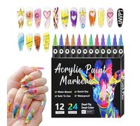 Fingernail Pens, Double Tip Manicure Dotting Tool 12 Color Gel Nail Pens with Sturdy Build Home Salon Tool with Creative Feature Manicure Parties Accessory with Practice Project Beginners Teens
