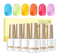 Fingernails Gel,Long Lasting Gradient - Nail Crafting Bubble Gel Set,for Beginners Professionals Home Wedding Gathering Beach Travel Dating Commuting