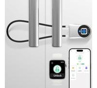 Fingerprint Cable Lock, eLinkSmart Fridge Locks with Bluetooth APP Control, Biometric Smart Padlock for Adults Baby Proof Cabinet Refrigerator French Door Cabinet Gate Locker Bike, 14.9'' Long Silver