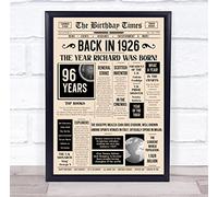 Fingerprint Designs 1926 Newspaper Any Age Any Year You Were Born Birthday Facts Gift Print | Gift For Milestone Birthday, Choice Of Framed Print, Canvas, Unframed Print, Keepsake