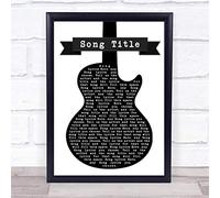 Fingerprint Designs Any Song Lyrics Custom Black White Guitar Wall Art Personalised Lyrics Print