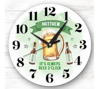 Fingerprint Designs Beer O'clock Green Man Cave Bar Custom Gift Personalised Clock