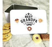 Fingerprint Designs Best Grandpa Funny Pastry Characters Rectangle Treat Tin - Birthday Present Idea - Father's Day Gift