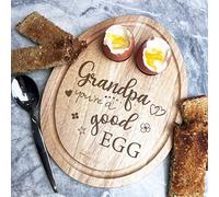 Fingerprint Designs Boiled Eggs & Toast Grandpa Good Egg Breakfast Board - Gift for Grandpa - Birthday Present Idea