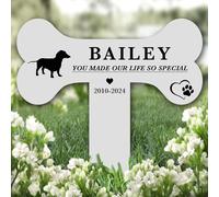 Fingerprint Designs Bone Dachshund Dog Pet Remembrance Garden Plaque Grave Marker Memorial Stake |Personalised In Loving Memory Remembrance Memorial Plaque Grave Decoration Marker Garden Ground Stake