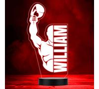 Fingerprint Designs Boxer & Glove Silhouette Boxing Sports Fan Personalised LED Colour Night Light
