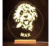 Fingerprint Designs Cockapoo Dog Pet Silhouette Warm White Lamp Personalised Gift Night Light