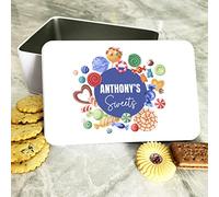 Fingerprint Designs Colourful Sweets Rectangle Personalised Treat Tin