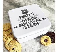 Fingerprint Designs Dad's Office Survival Stash Personalised Gift Cake Biscuits Sweets Treat Tin