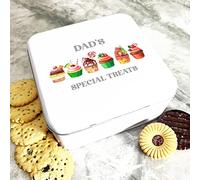 Fingerprint Designs Dad's Special Treats Personalised Tin - 1.8L Square Biscuit Tin for Dad, Grandad, Step Dad - Durable Gift for Cookies, Cake, Sweets, and Treats