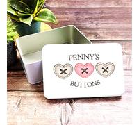 Fingerprint Designs Embroidery Sewing Kit Hearts Personalised Buttons Tin