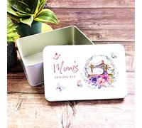 Fingerprint Designs Floral Mum's Sewing Kit Machine Rectangle Tin - Birthday Present Idea - Mother's Day Gift