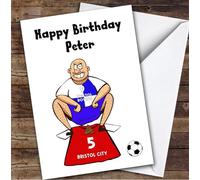 Fingerprint Designs Football Rivalry Greeting Card, Bristol City Fan Birthday Card, Personalised Card for Him, Blank Inside
