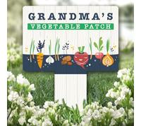Fingerprint Designs Grandma's Vegetable Patch Personalised Gift Garden Plaque Sign Ground Stake |Personalised Outdoor Garden Sign Plaque Decoration Marker Garden Ground Stake