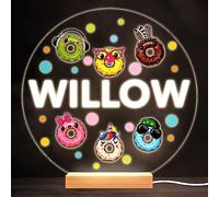 Fingerprint Designs Happy Funny Donuts Colourful Round Personalised Gift LED Lamp Night Light