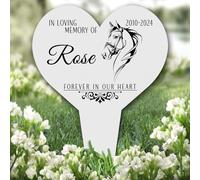 Fingerprint Designs Heart Horse Pet Remembrance Garden Plaque Grave Personalised Memorial Stake |Personalised In Loving Memory Remembrance Memorial Plaque Grave Decoration Marker Garden Ground Stake