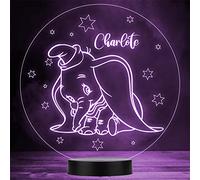 Fingerprint Designs Kids Dumbo Round Name Personalised Gift Colour Changing LED Lamp Night Light