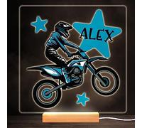 Fingerprint Designs Motorbike Motocross Bike Colourful Square Personalised Gift LED Lamp Night Light