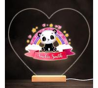 Fingerprint Designs Panda Bear Rainbow Baby Girl Colourful Heart Personalised Gift Lamp Night Light