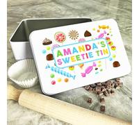 Fingerprint Designs Personalised Bright Iconic Rectangular Silver Or Gray Biscuit Tin | Custom Gift | Personalised Storage Tin | Cake, Biscuit & Treat Tins | Birthday &