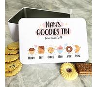 Fingerprint Designs Personalised Nan's Goodies Cute Pastry Characters Cake Treat Sweets Biscuit Tin