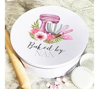 Fingerprint Designs Personalised Round Mixer Baked By Nan Biscuit Baking Treats Sweets Cake Tin