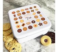 Fingerprint Designs Personalised Square Assorted Biscuit Hands Off Cake Tin | Custom Gift | Personalized Tin | Cake, Biscuit & Treat Tins | Gift For Her & Him