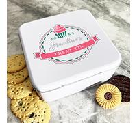 Fingerprint Designs Personalised Square Cup Biscuit Baking Treats Sweets Cake Grandmas Treat Tin