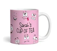 Fingerprint Designs Pink Cup of Tea Funny Faces Tea Coffee Cup Custom Gift Personalised Mug |Personalised Birthday Mug | Tea Mug | Coffee Mug | Personalised Mug | Birthday Present | Cup |Custom Gift
