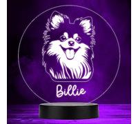 Fingerprint Designs Pomeranian Dog Pet Silhouette Multicolour Personalised Gift LED Lamp Night Light