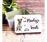 Fingerprint Designs Rectangle Personalised Jack Russell Dog Biscuit Treat Tin