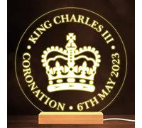 Fingerprint Designs Round King Charles Coronation Souvenir Personalised Warm White Lamp Night Light