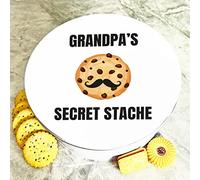 Fingerprint Designs Round Moustache Cookie Grandpa Biscuit Tin - Birthday Present Idea - Father's Day Gift