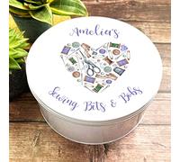 Fingerprint Designs Round Sewing Kit Bits & Bobs Purple Heart Painted Personalised Tin