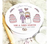 Fingerprint Designs Round Wedding Mr & Mrs Let Them Eat Personalised Cake Tin
